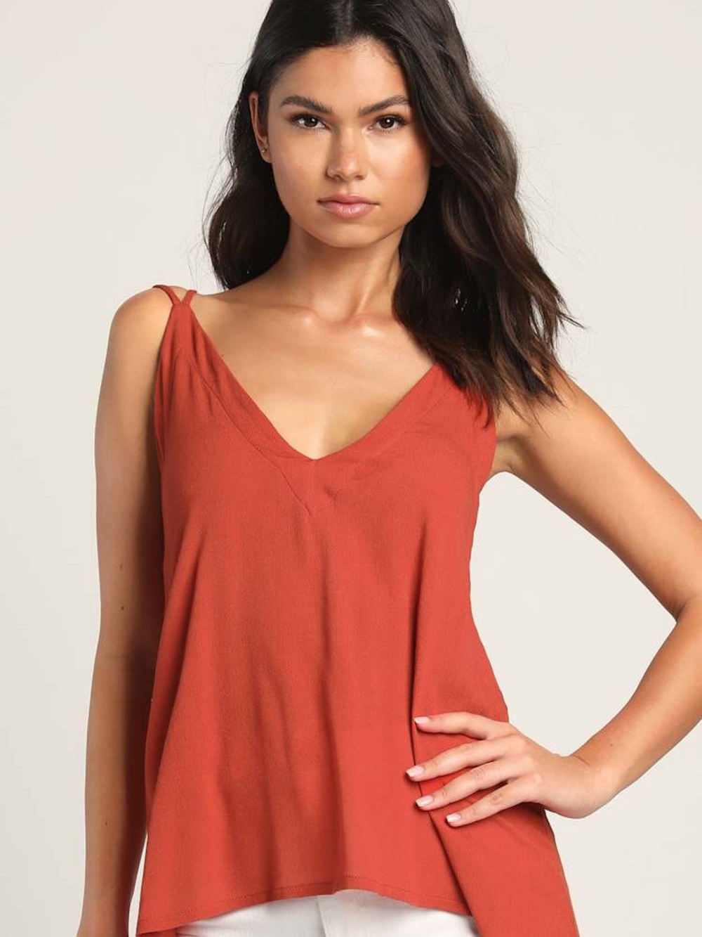 Lulu's Adrift Rust Orange Tank Top NWT Size XS Oversized Fit